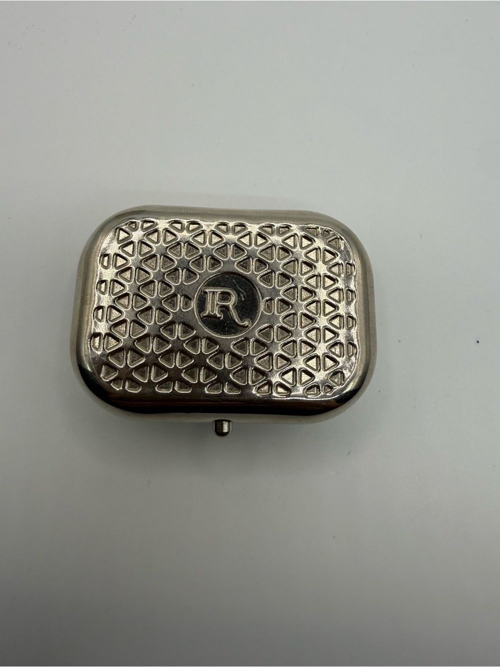 Vintage RISI Italy Floral Pill Box Silver Tone Trinket Case Art 1280 - Picture 7 of 7